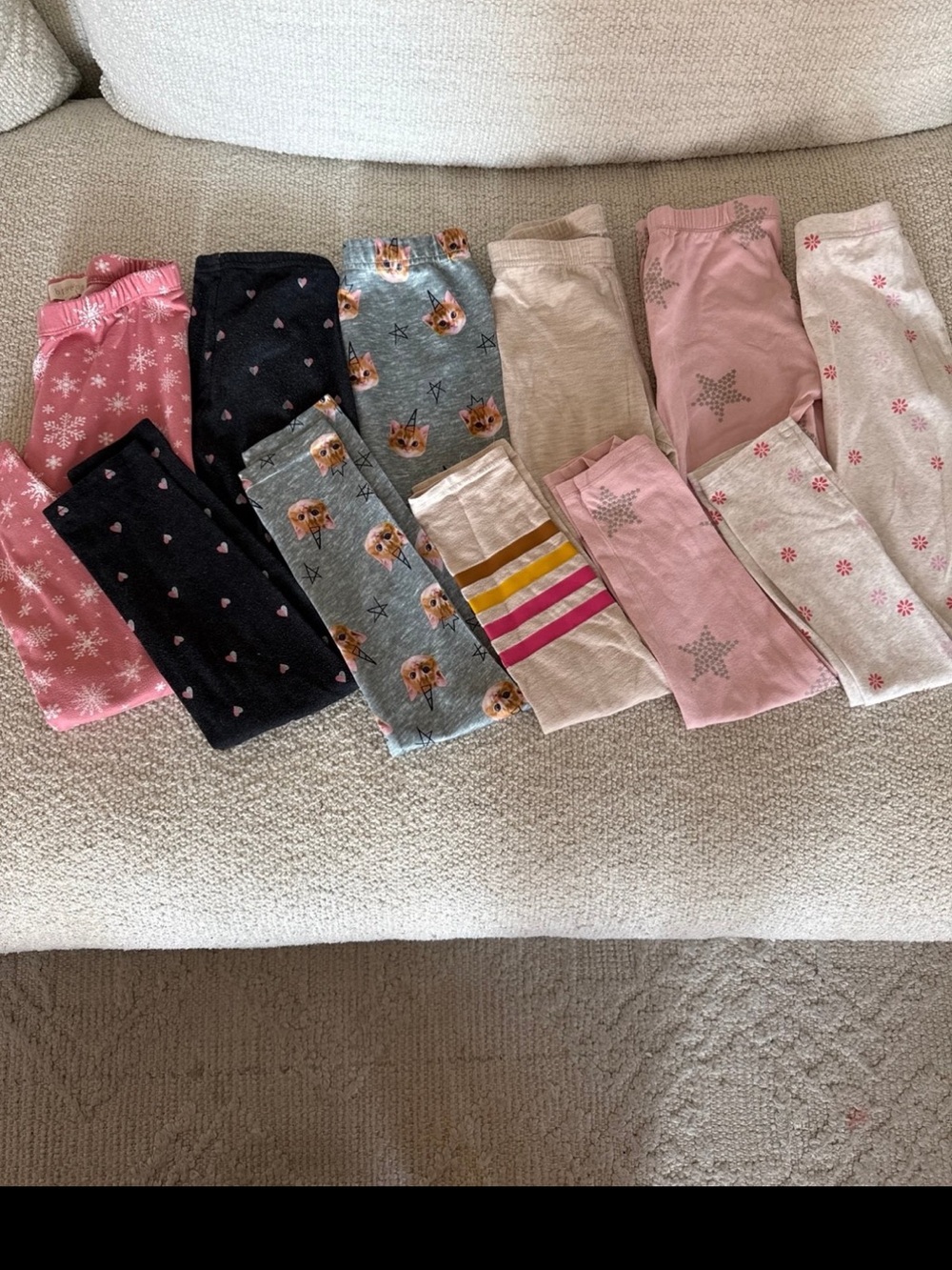 Kids' Assorted Stretch Leggings - Pink, Black, Gray, Cream